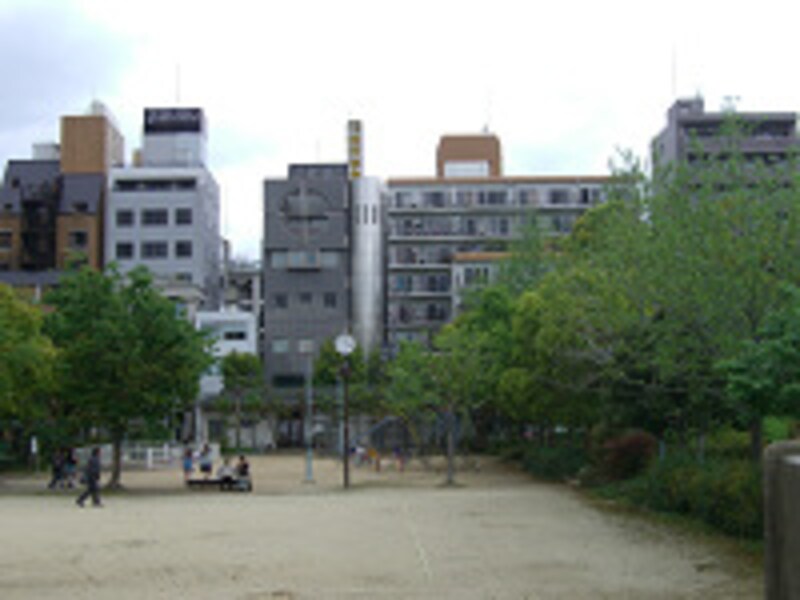 公園越しのマンション