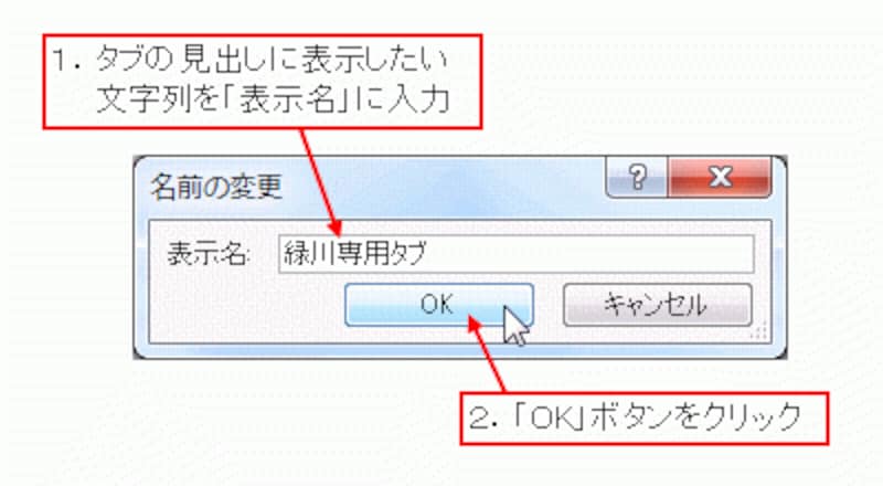タブの見出しに表示する文字列を設定