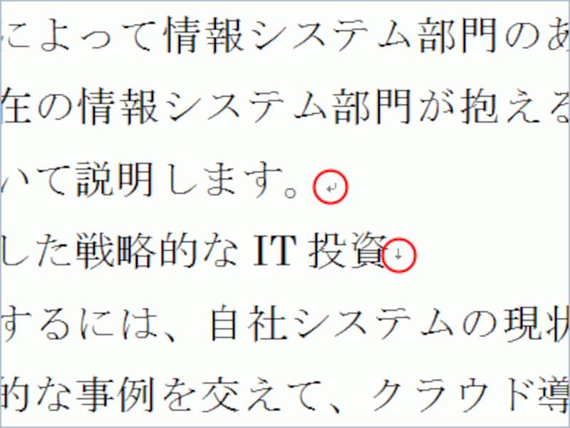 改段落の改行の編集記号