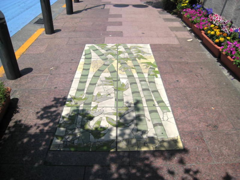 路上の竹模様