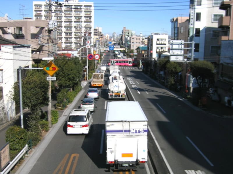 環七と交差する世田谷線