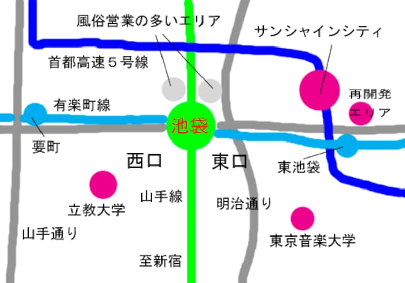 池袋周辺の地図