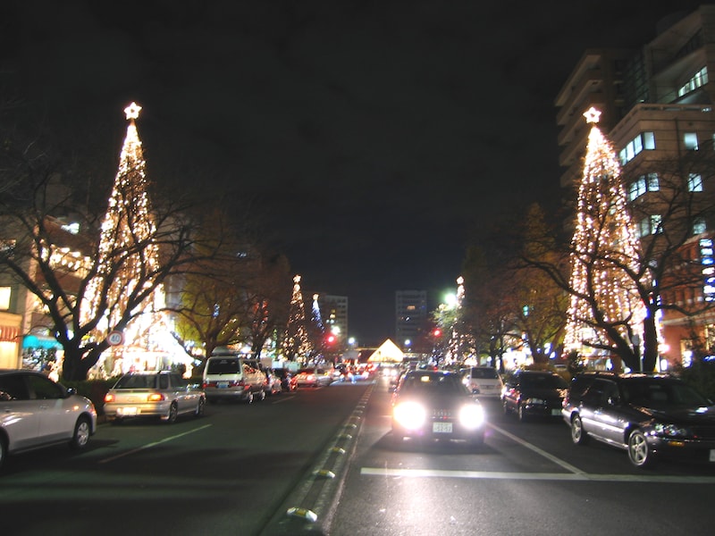 国立大学通りのクリスマスイルミネーション