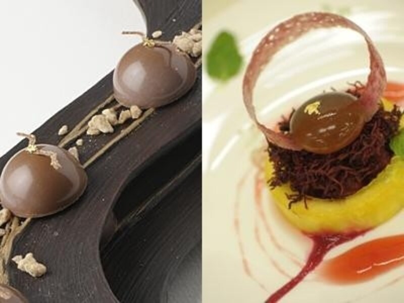 左:「プロムナード ドートンヌ」表実由紀さん(Decadance du chocolat)右:「Aigre-douce d'erable」荒木貴志さん(株式会社ホテルオークラ東京)