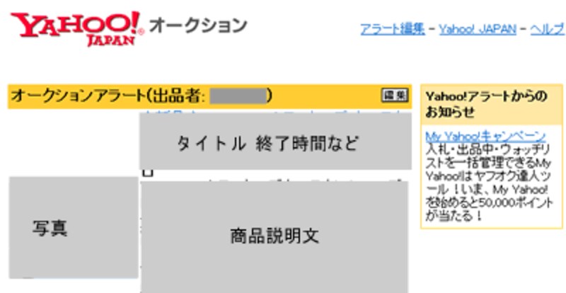 ヤフオクアラート お知らせメール