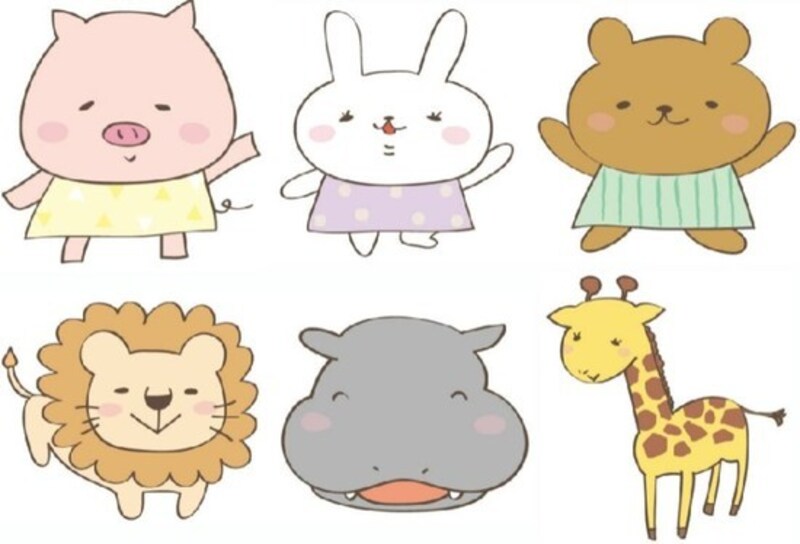 動物のかわいい無料イラスト・素材集／白黒・カラー