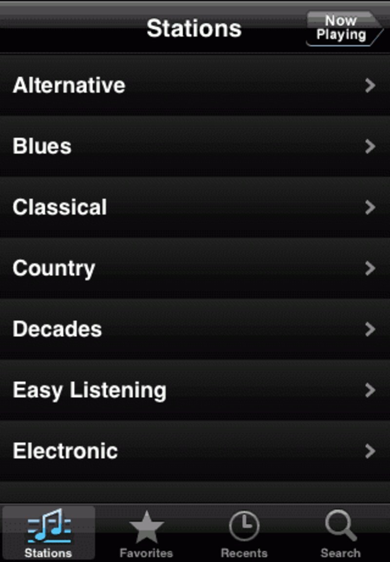 選局は、ジャンルから絞込むだけのシンプルさ。