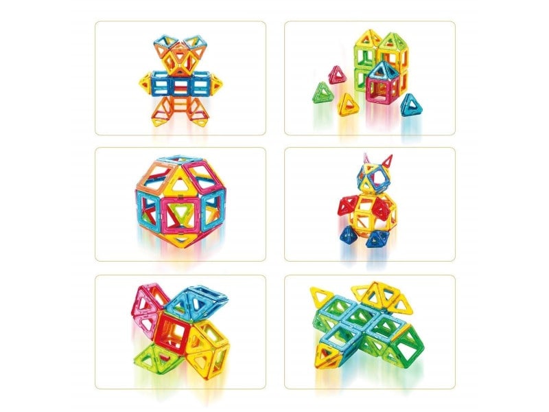 1歳クリスマスプレゼントおもちゃランキング 第8位『Kingstar マグネットブロック 【60ピース】 収納ケース付き 正方形*30pcs 三角形*30pcs』