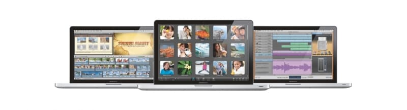 左からiMovie、iPhoto、Garagebandの画面。私の場合、iPhotoを毎日のように使っています