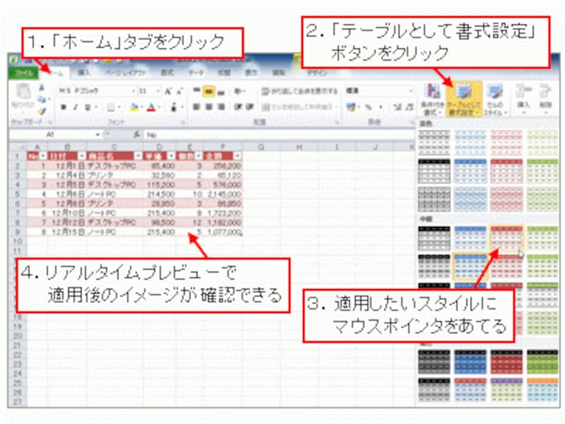 リアルタイムプレビューで適用後のイメージが確認できる