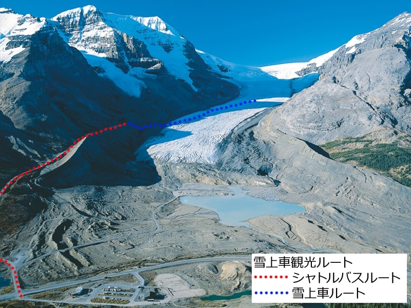 雪上車観光のルート。 (C) Brewster