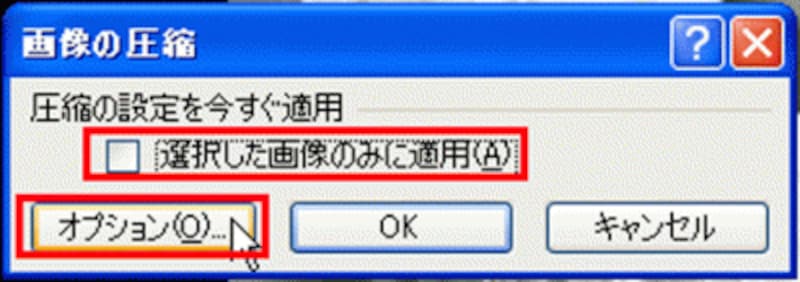 PowerPoint2003では、「ドキュメント内のすべての図」を選ぶ