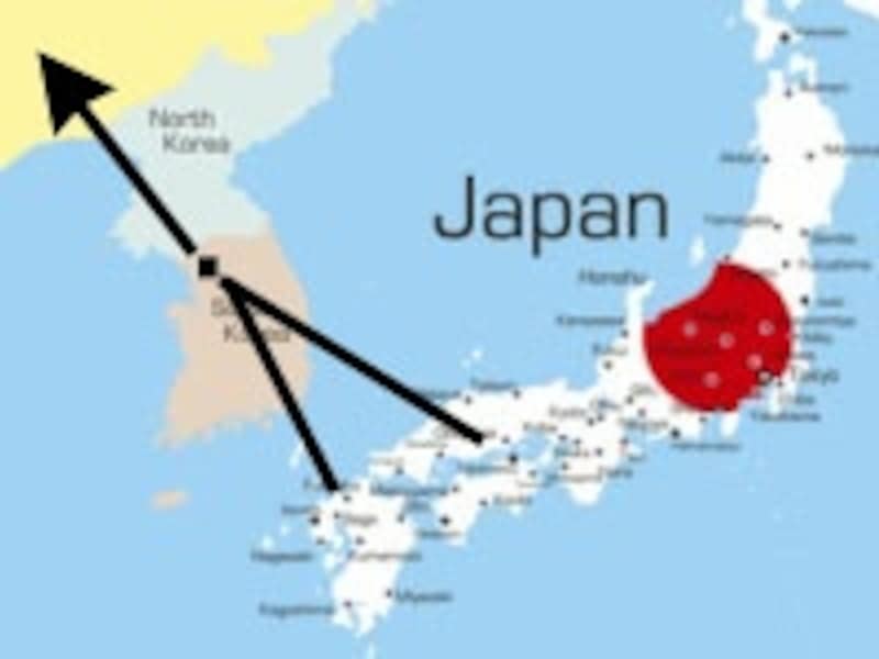 日本と韓国の位置関係地図