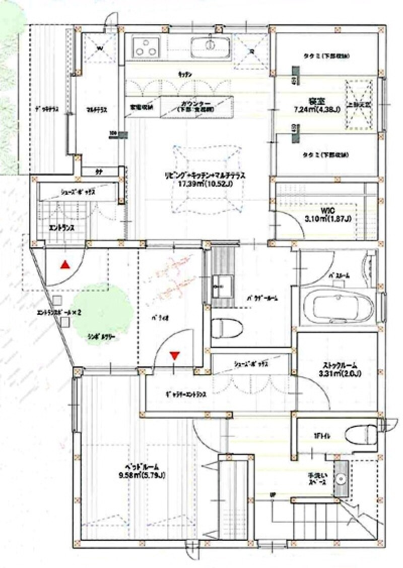 たたむ間取り：インナーテラス(設計：佐川旭建築研究所)