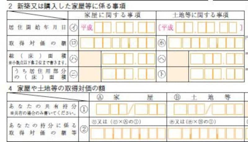 （特定増改築等）住宅借入金等特別控除額の計算明細書抜粋