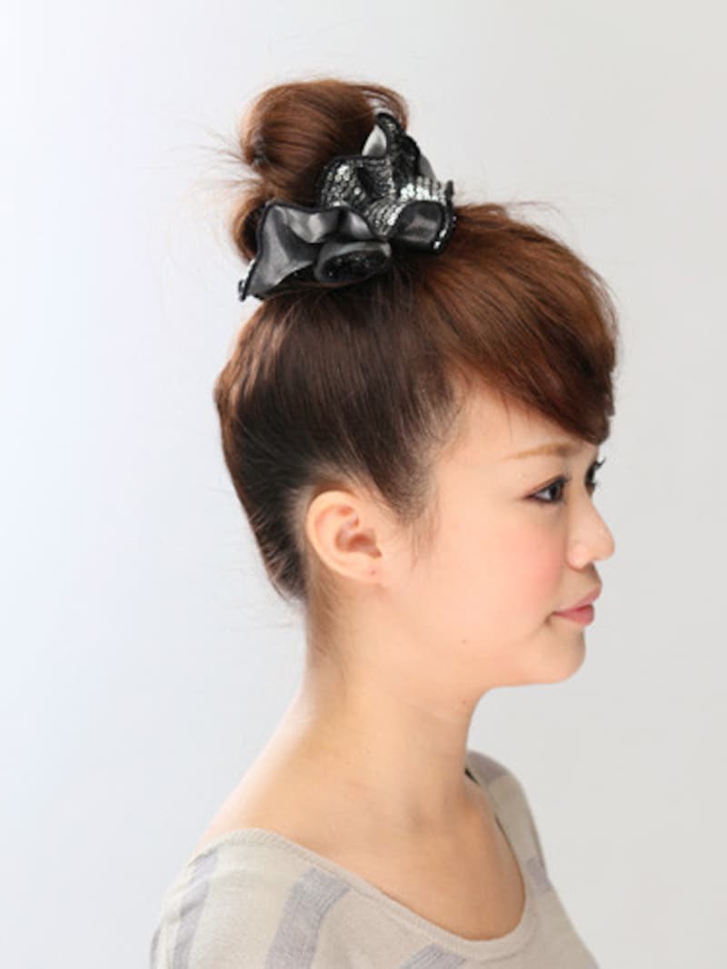 フェイク前髪の作り方・簡単お団子ヘアアレンジ