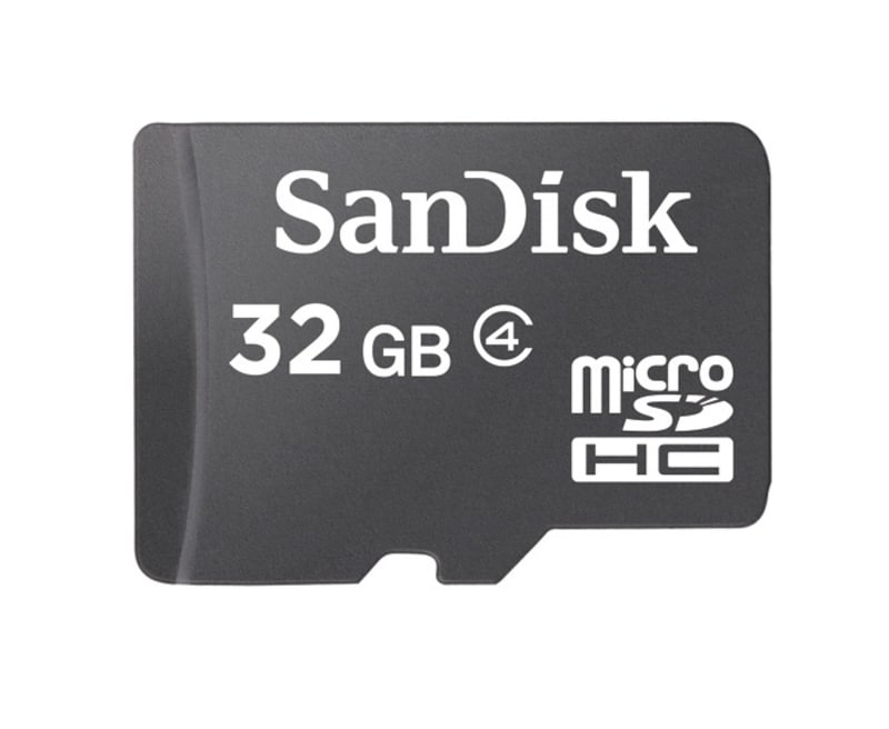 メモリカードの速度は、Class（クラス）で定められていて、カードの表面にも書かれている。画像はSanDisk microSD 32GB class4