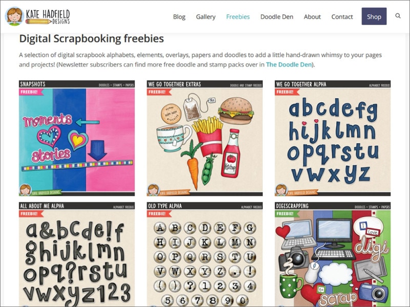 スクラップブッキング 素材・アルバム素材無料 Kate Hadfield Designs