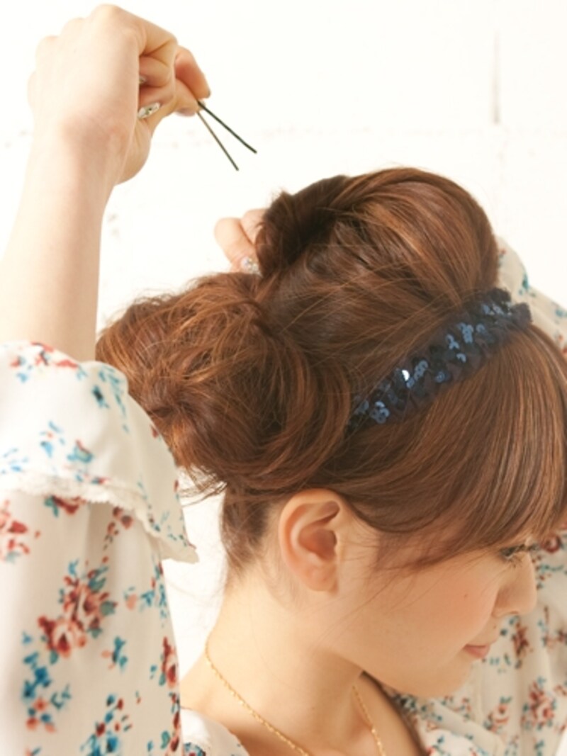 毛束を前に押すと高さがでる