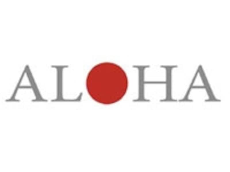 ALOHAに日の丸がデザインされたチャリティプログラムのロゴ。チャリティTシャツの胸にもこのロゴが入る