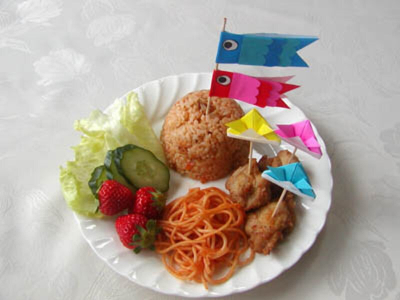 こいのぼり製作 兜と鯉のぼりピック