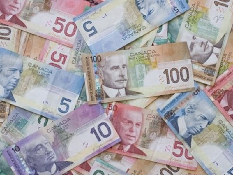 数字が大きく記載されているカナダドル紙幣は額面が一目瞭然