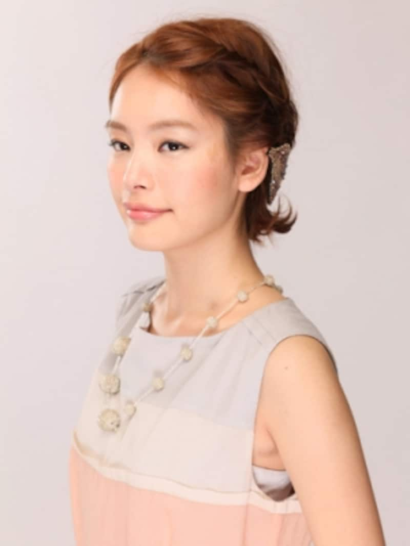 ショートヘア 横顔美人なゆる編みこみアレンジ 結婚式 パーティーヘアアレンジ All About