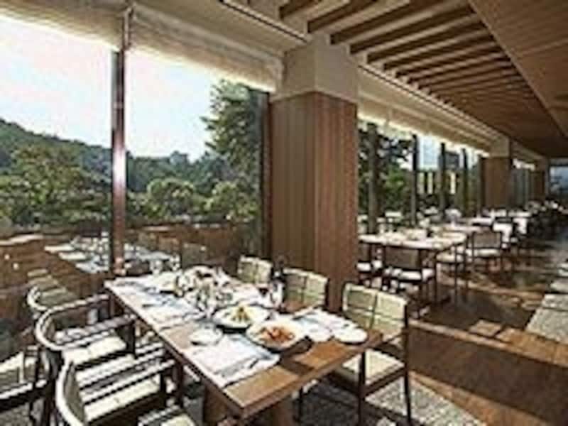 南山の緑あふれる美しい景色を眺めながら食事できます。