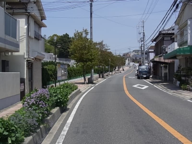 明石公園東側、坂道