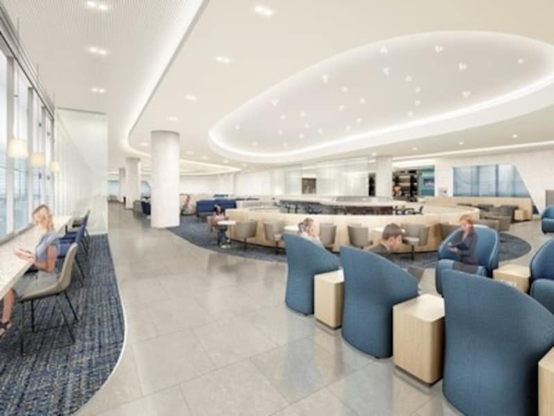 新しいラウンジはサービスもグレードアップ。よりくつろげる空間に。イメージはプレステージクラスラウンジ（C）大韓航空