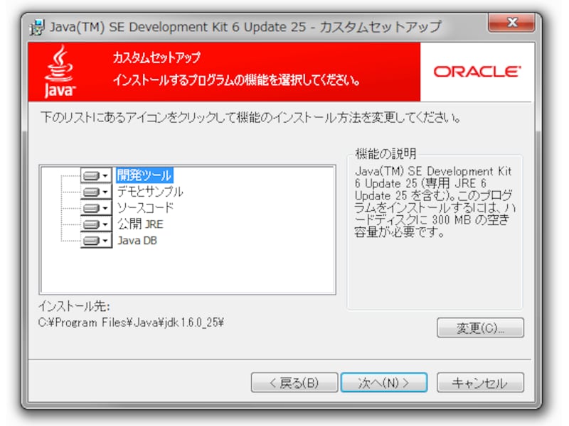 構成とインストール先を設定