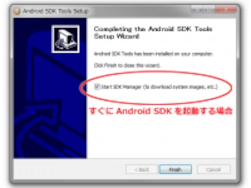 チェックを入れてFinishをクリック