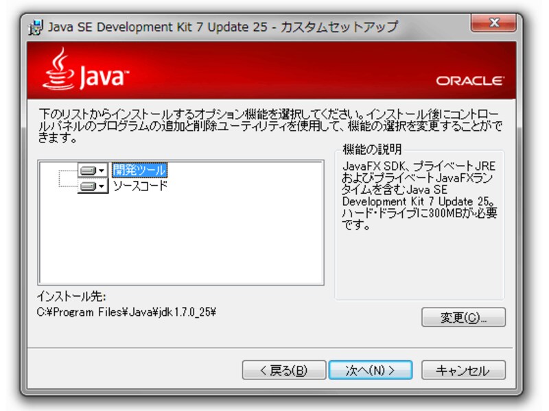 構成とインストール先を設定