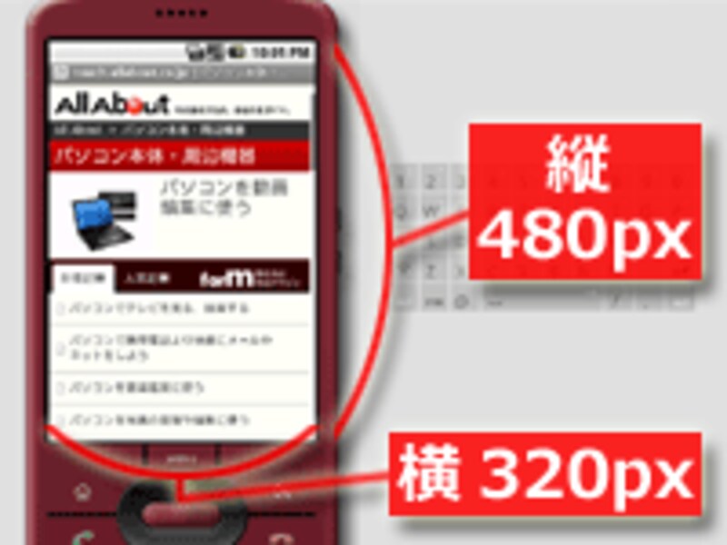横320×縦480解像度の端末