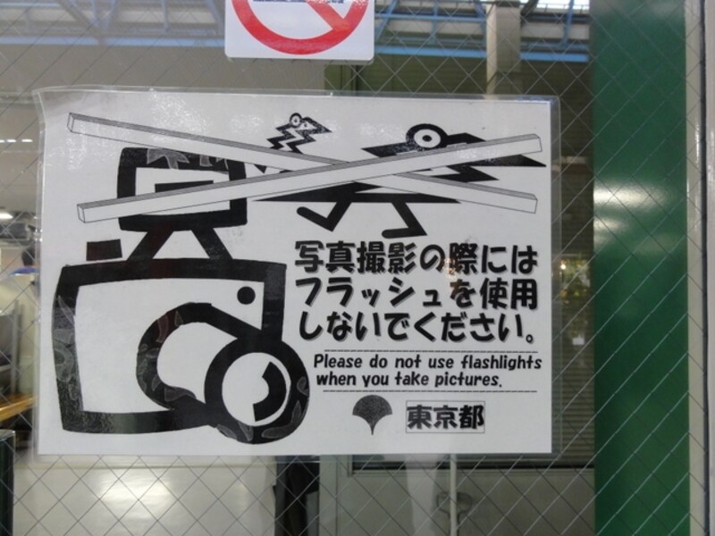 カメラの設定をたしかめ、フラッシュをたかないように。