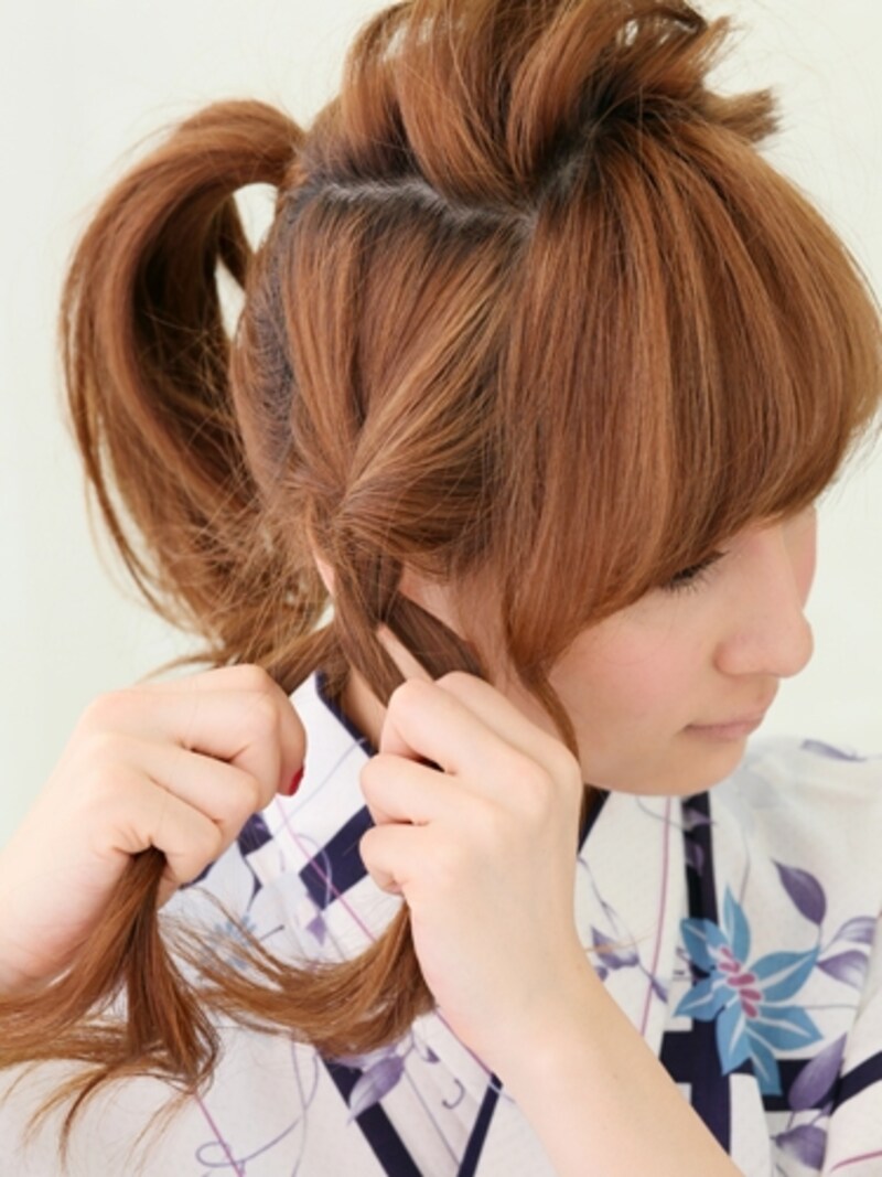 ざっくりラフに編み込んで