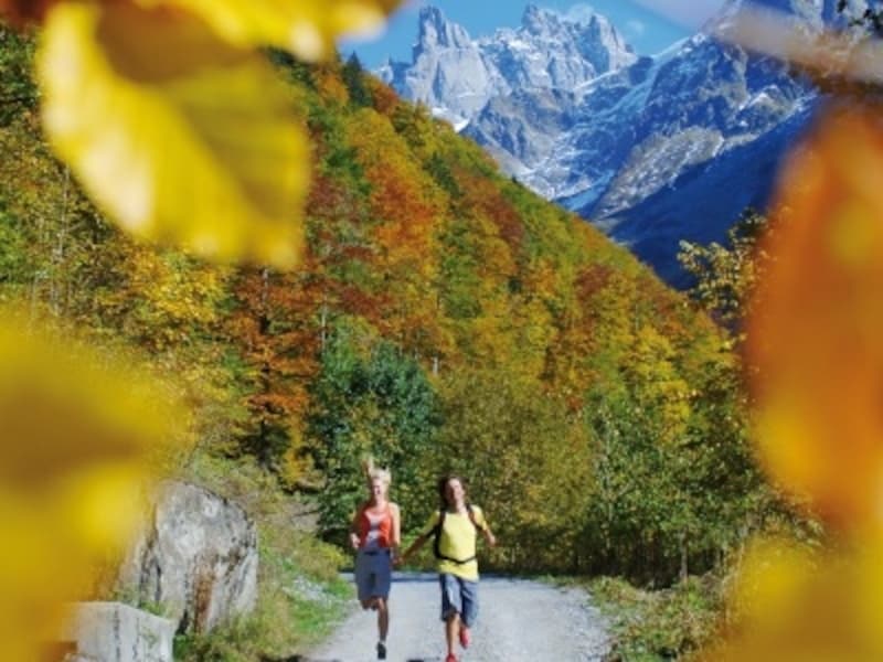 スイスの秋、ハイキング風景