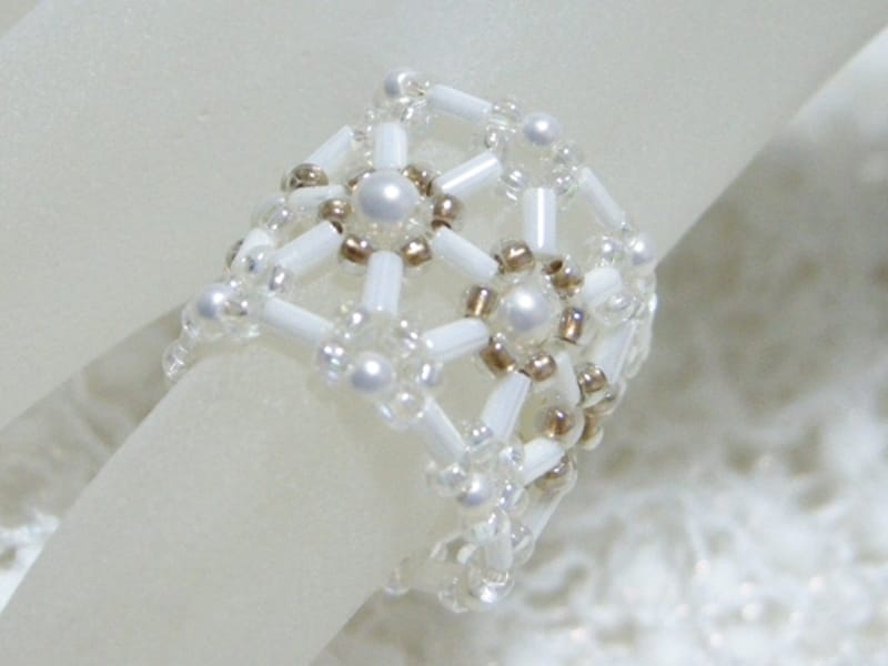 レース編みビーズリング