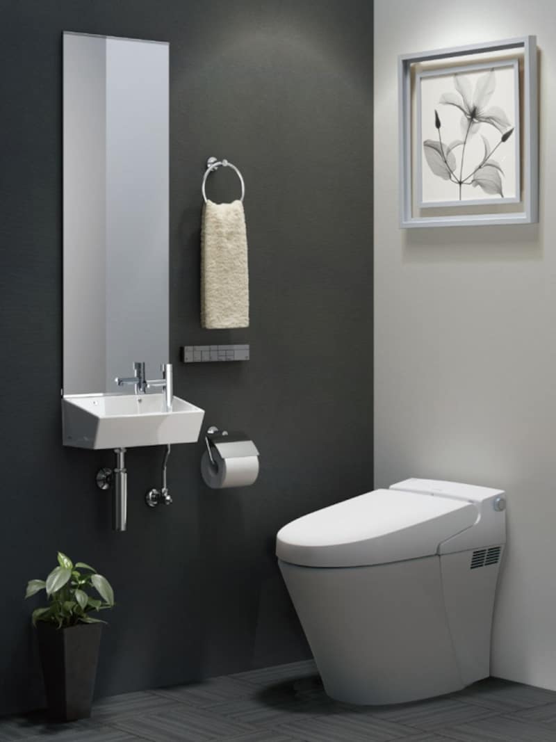 トイレアクセサリーは、便器はもちろん、手洗器や鏡などとコーディネートして選びたい。シンプルなデザインのシリーズ。[TCシリーズ 紙巻器・タオルリング]undefinedLIXILhttp://www.lixil.co.jp/