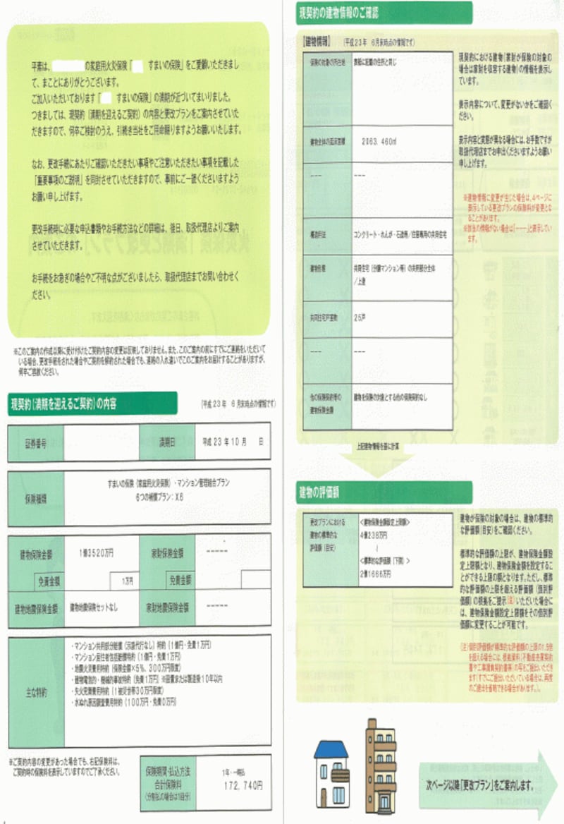現契約内容と地震補償なしのおススメプラン