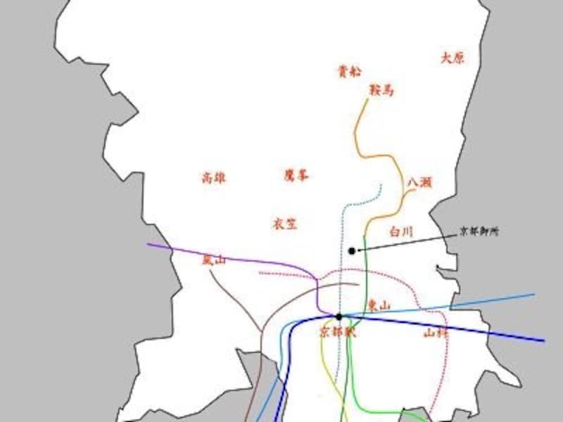 「京都もみじ回遊」でご紹介した紅葉の名所の位置関係