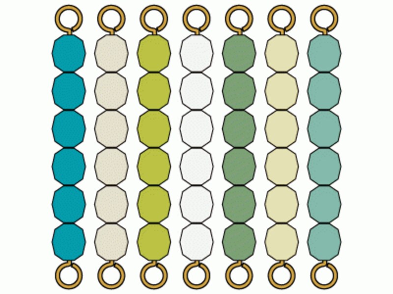 七色ビーズのモザイクプレートリング