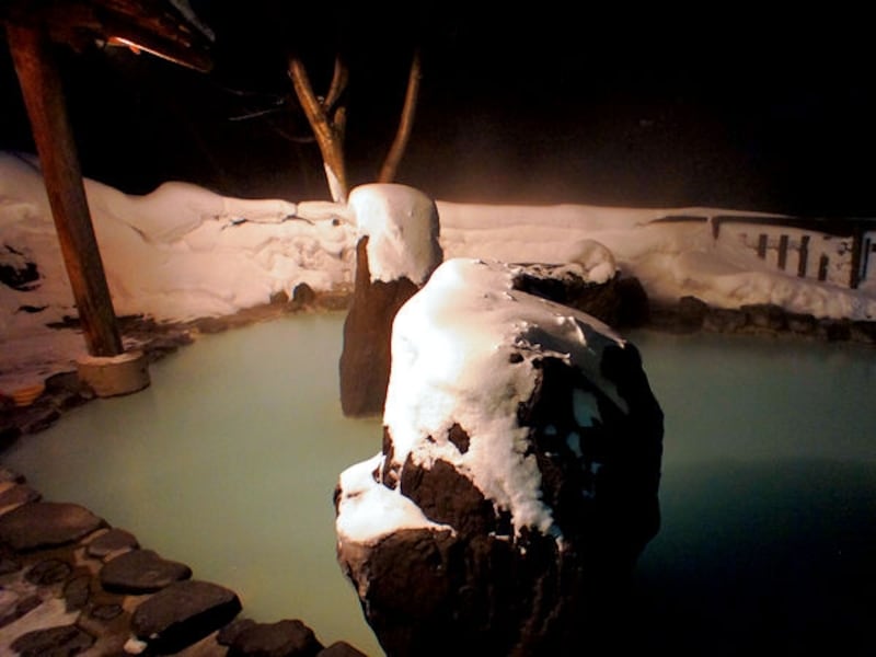 松川温泉 峡雲荘の混浴露天風呂