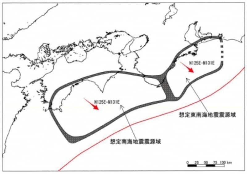 想定東南海、南海地震の震源域（画像出典：地震調査研究推進本部）。この震源域の見直しがされる模様。