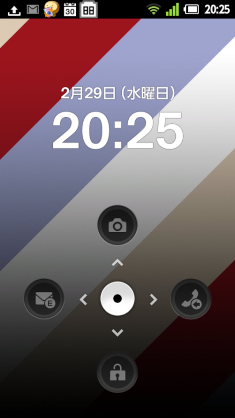 ロックを解除しなくてもすぐに使える機能が配置されていて、