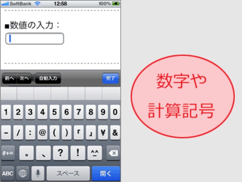 数字・計算記号用キーボード