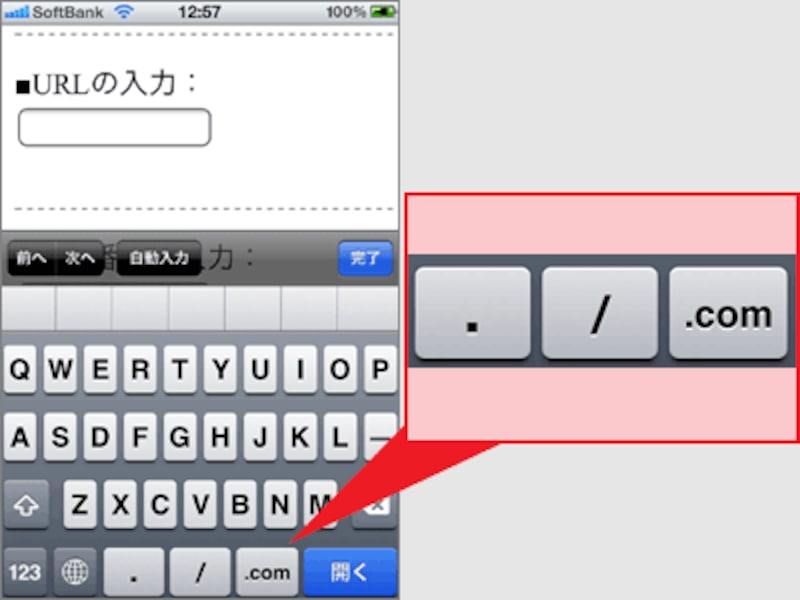 URL入力用キーボード