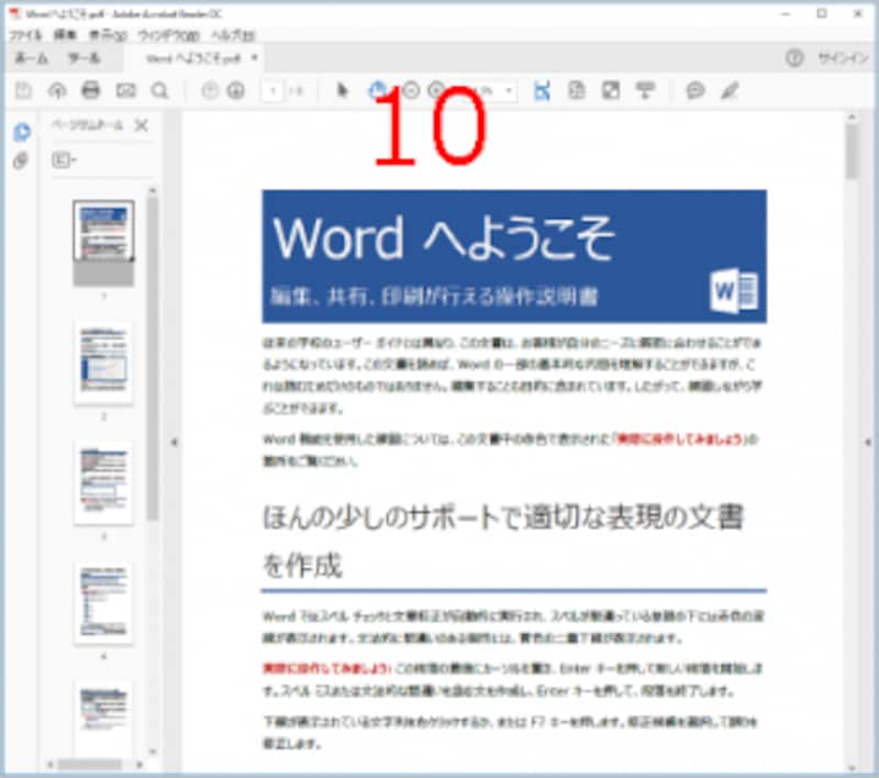 Adobe Readerが起動してPDFファイルが表示されます