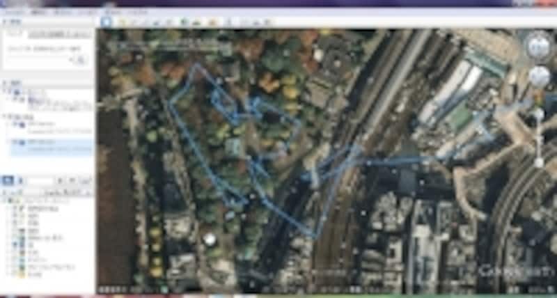 PCアプリ「GoogleEarth」（無料）を使って、移動軌跡を表示可能