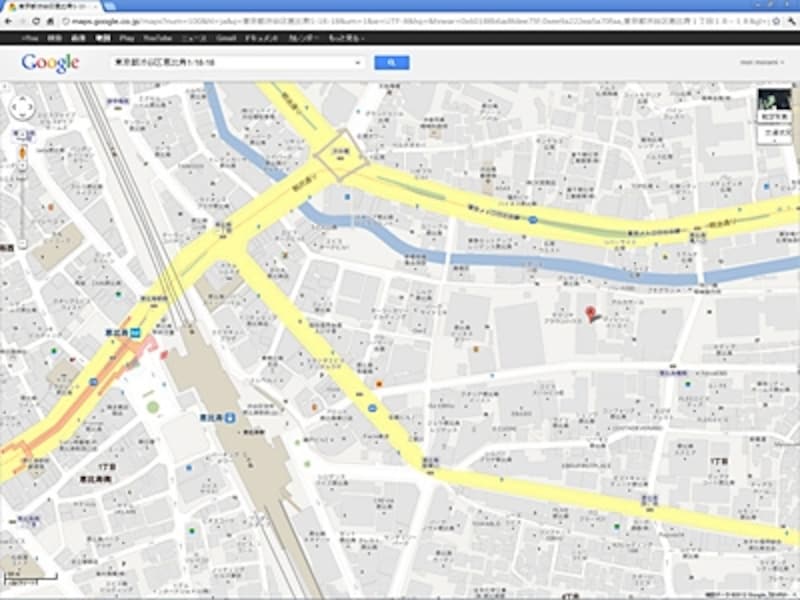 目的地周辺を表示しているGoogle マップ